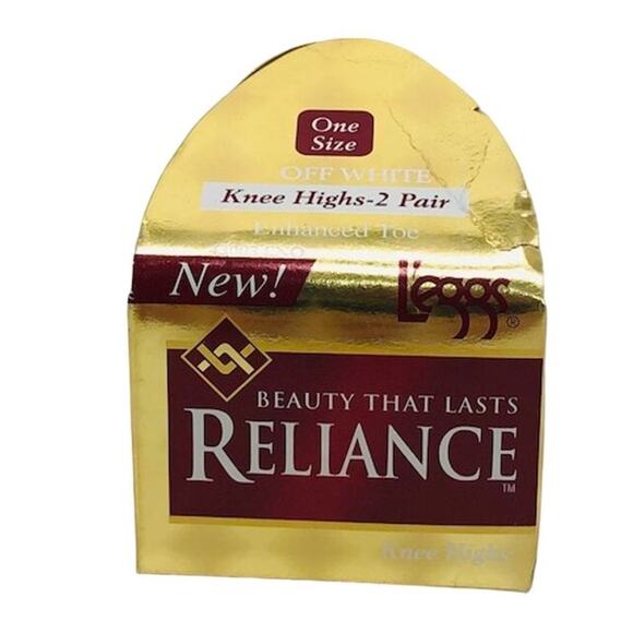 VTG Leggs Reliance Womens Beige Knee High Pantyhose 2 Pair One Size Costume Prop - Picture 1 of 3